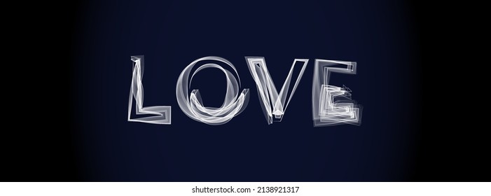  Word 'Love' with smoke effect. love text on dark blue  black background. Vector illustration. love text icon