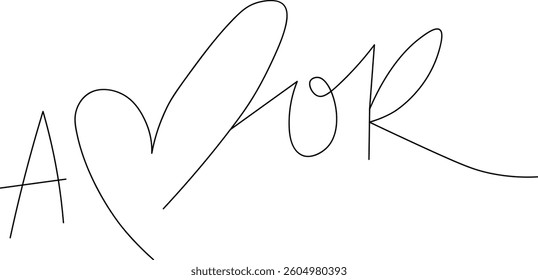 The word "love" in Spanish is written with a heart in the middle of the word, perfect for representing love on Valentine's Day.
