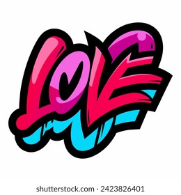 The word LOVE in street art graffiti lettering vector image style on a white background.