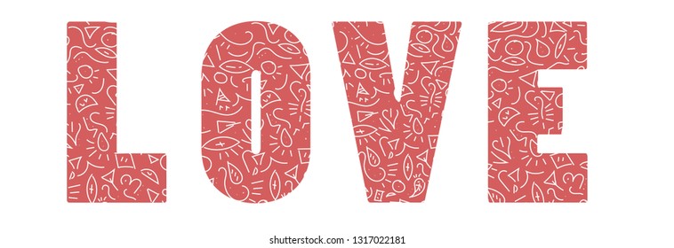 word love with a stroke and beautiful linear abstraction on a white background-01 vector