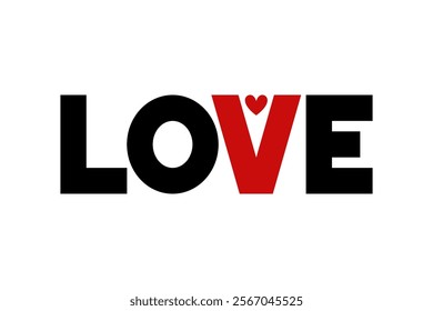 Word Love. Text, lettering. Colored silhouette. Horizontal front view. Vector simple flat graphic illustration. Isolated object on white background. Isolate.