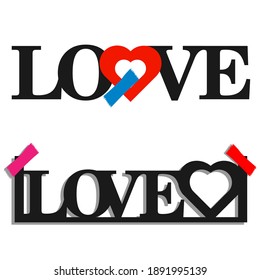 The word LOVE in various ways. Love is different design.