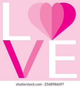 word love white and pink color in  pink square color, love vector illustration