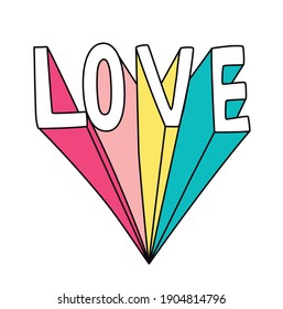 word love written in colorful perspective