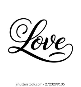 The word love written in elegant cursive script lettering
