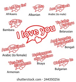 word i love you in different languages, love concept.