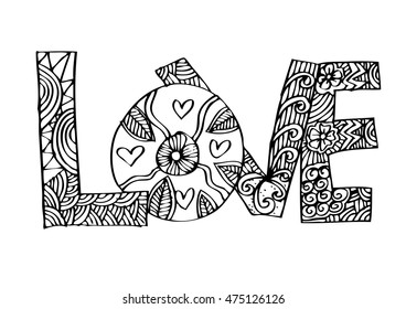 Word Love Zentangle Stylized Stock Vector (Royalty Free) 475126126 ...