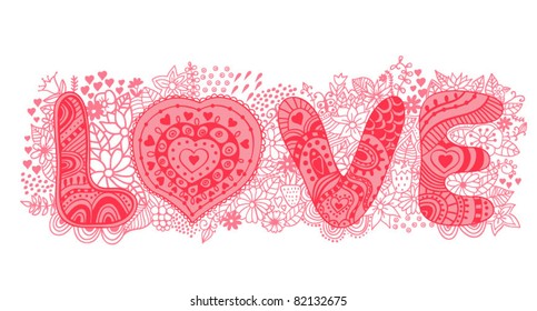 The word "love".Romantic background