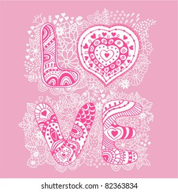 The word "love".Romantic background