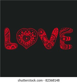 The word "love".Romantic background