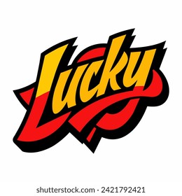 The word LUCKY in street art graffiti lettering vector image style on a white background.