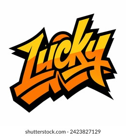 The word LUCKY in street art graffiti lettering vector image style on a white background.