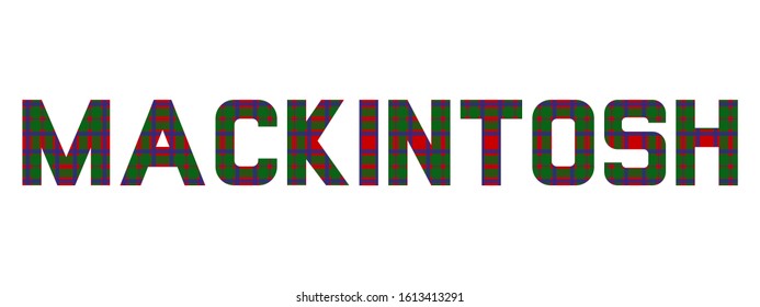 The word "MacKintosh" composed of letters from MacKintosh tartan.