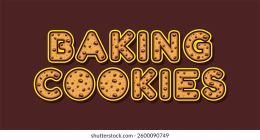 word made with delicious chip cookie illustration on delicious background, Vector illustration design