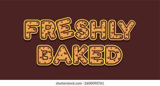 word made with delicious chip cookie illustration on delicious background, Vector illustration design