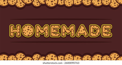 word made with delicious chip cookie illustration on delicious background, Vector illustration design