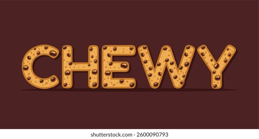 word made with delicious chip cookie illustration on delicious background, Vector illustration design