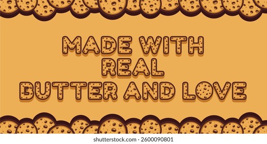 word made with delicious chip cookie illustration on delicious background, Vector illustration design