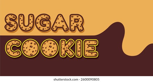 word made with delicious chip cookie illustration on delicious background, Vector illustration design