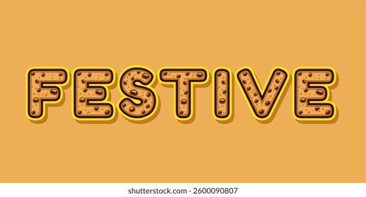 word made with delicious chip cookie illustration on delicious background, Vector illustration design