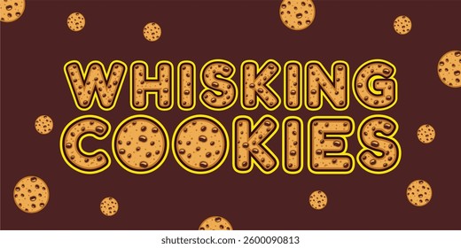 word made with delicious chip cookie illustration on delicious background, Vector illustration design