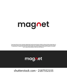 the word magnet with the magnet symbol on the letter N. creative logo design