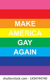 Word make america gay again on rainbow background (pride concept)