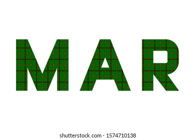 The word "Mar" composed of letters from Mar tartan.