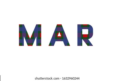 The word "Mar" composed of letters from Mar tartan.