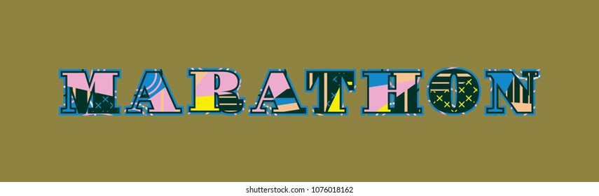 Word Marathon Concept Written Colorful Abstract Stock Vector (Royalty ...