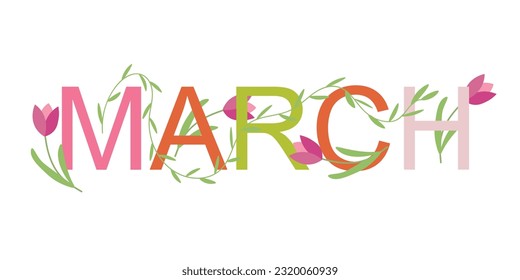 Word MARCH on white background