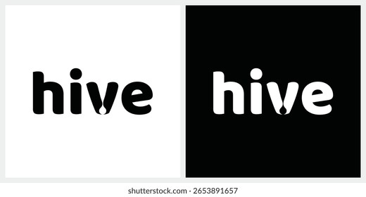 word mark hive logo design vector template