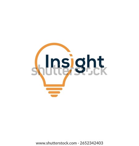 word mark insight logo design, light bulb graphic vector icon template