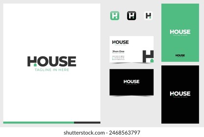  Word mark letter logo H formed house symbol with simple and modern shape