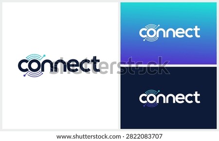 Word mark lettering of connect with data digital technology logo design