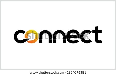 Word mark lettering of connect with data digital technology logo design