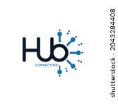 Word Mark logo associated HUB word sign, connection icon