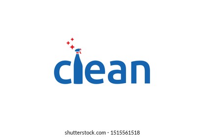 Word mark logo with cleaning bottle symbol on letter L