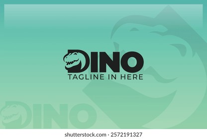 Word mark logo formed dino silhouette in letter d