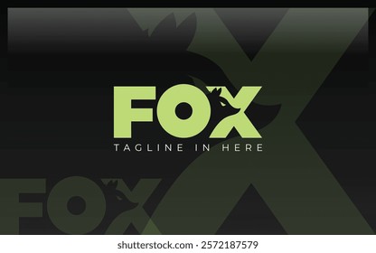 Word mark logo formed fox head silhouette symbol in letter x