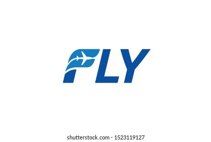 Word Mark Logo Formed Negative Space Of Plane In Letter F