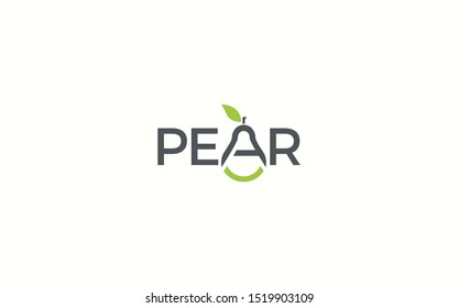 Word mark logo formed pear fruit symbols in letter a with green color