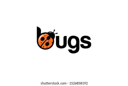 Word mark logo forming a bugs illustration on letter b