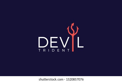 Word mark logo forms a devil trident in the letter i 