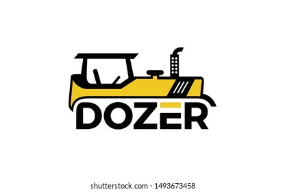 Word mark logo icon formed bulldozer symbol with yellow color