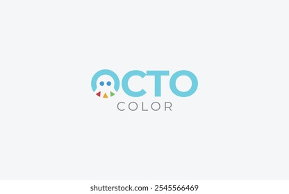 Word mark logo icon formed octopus symbol in letter o in colorful