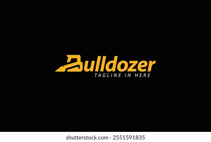 Marca nominativa ícone logotipo formado símbolo bulldozer na letra b com cor amarela