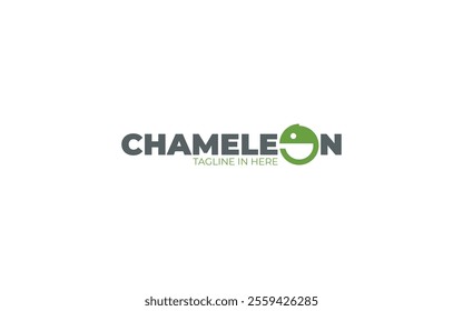  Word mark logo icon formed chameleon symbol in letter o with green color