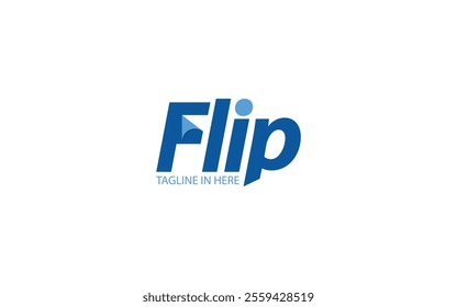 Word mark logo icon formed flip symbol in letter f with blue color