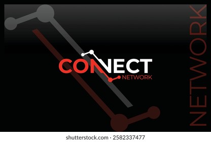 Word mark logo icon formed connection network symbol in letter N with red color